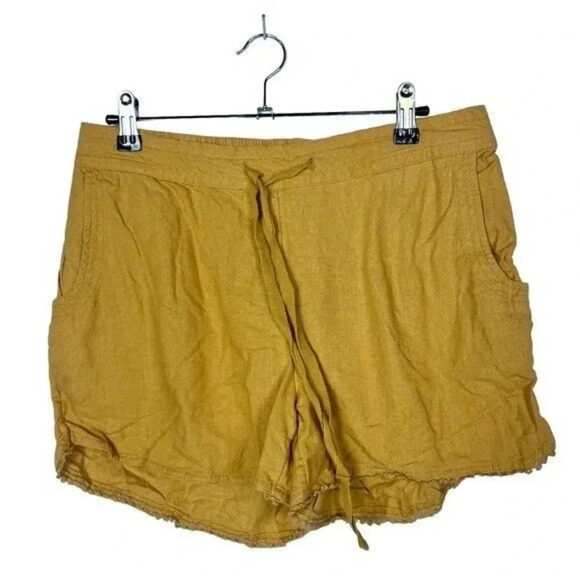 Caslon Mustard Yellow Pull On Linen Shorts M - Picture 1 of 3